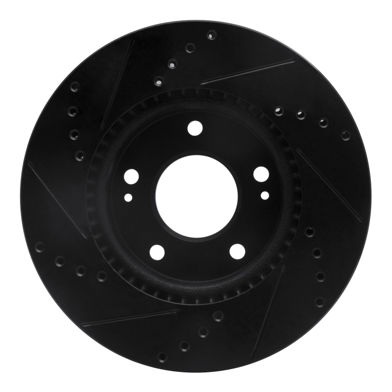 Hyundai Ioniq Brake Rotor (1) - Front Right - R1 Concepts - Drilled & Slotted - Black - `17-`22